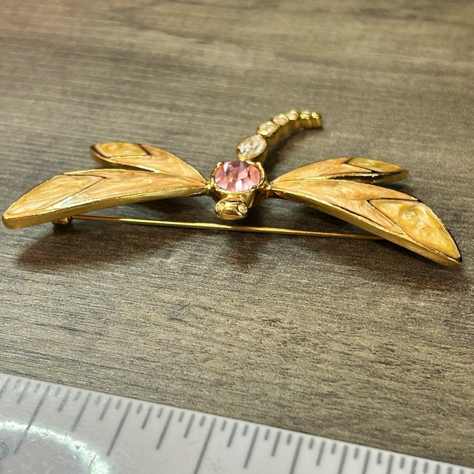 Vintage Kjl By Avon Enamel Dragonfly Brooch 3” Gold Tone Kenneth Jay Lane #756 — image 3 of 6